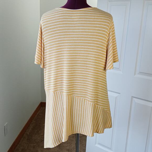 Lane Bryant Sunshine Striped Tunic Top 18 / 20 lightweight sweater short sleeves - Picture 3 of 12